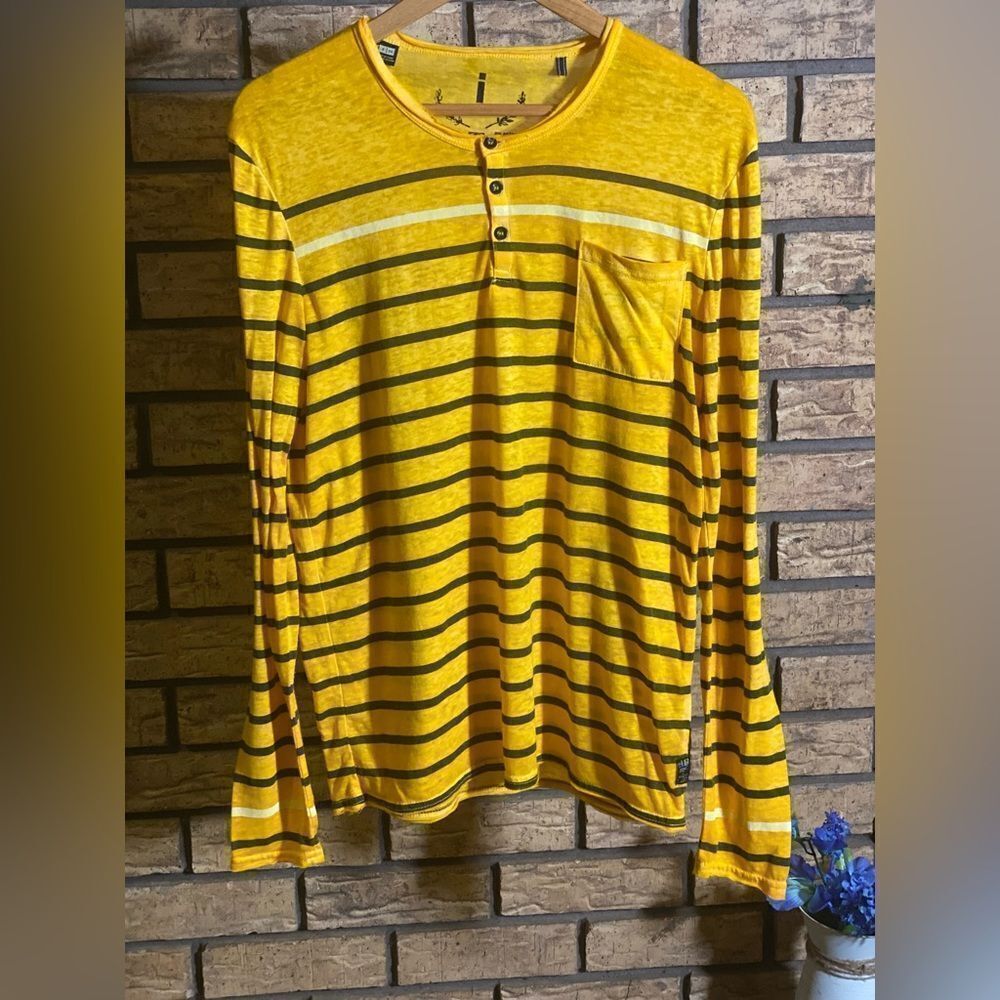 Yellow striped I jeans by Buffalo long sleeve thin small
